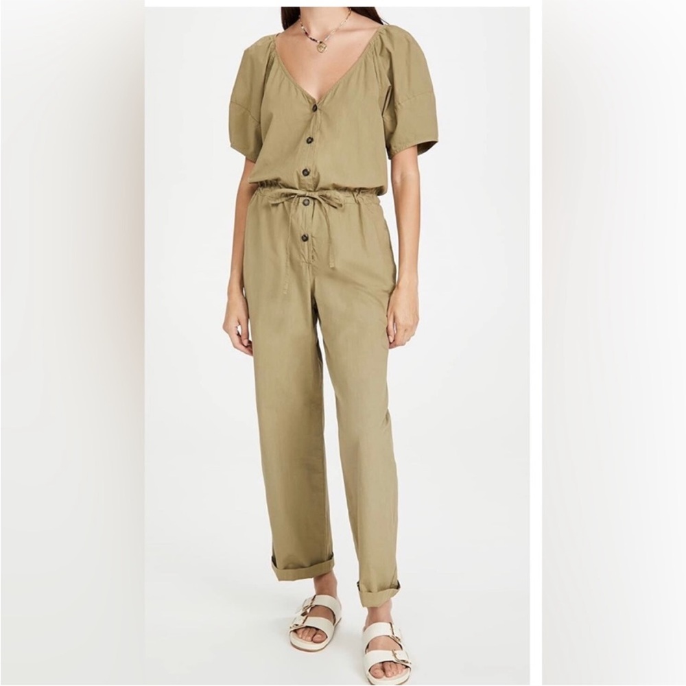 DRUCIE COTTON GREEN JUMPSUIT VELVET BY GRAHAM & SPENCER S
